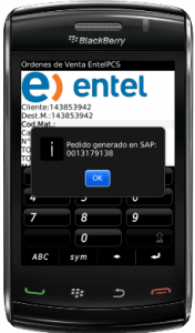 Aplicación Blackberry de Pedido Venta SAP