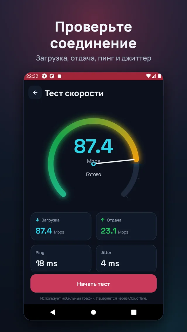 Проверьте соединение. Загрузка, отдача, пинг и джиттер.